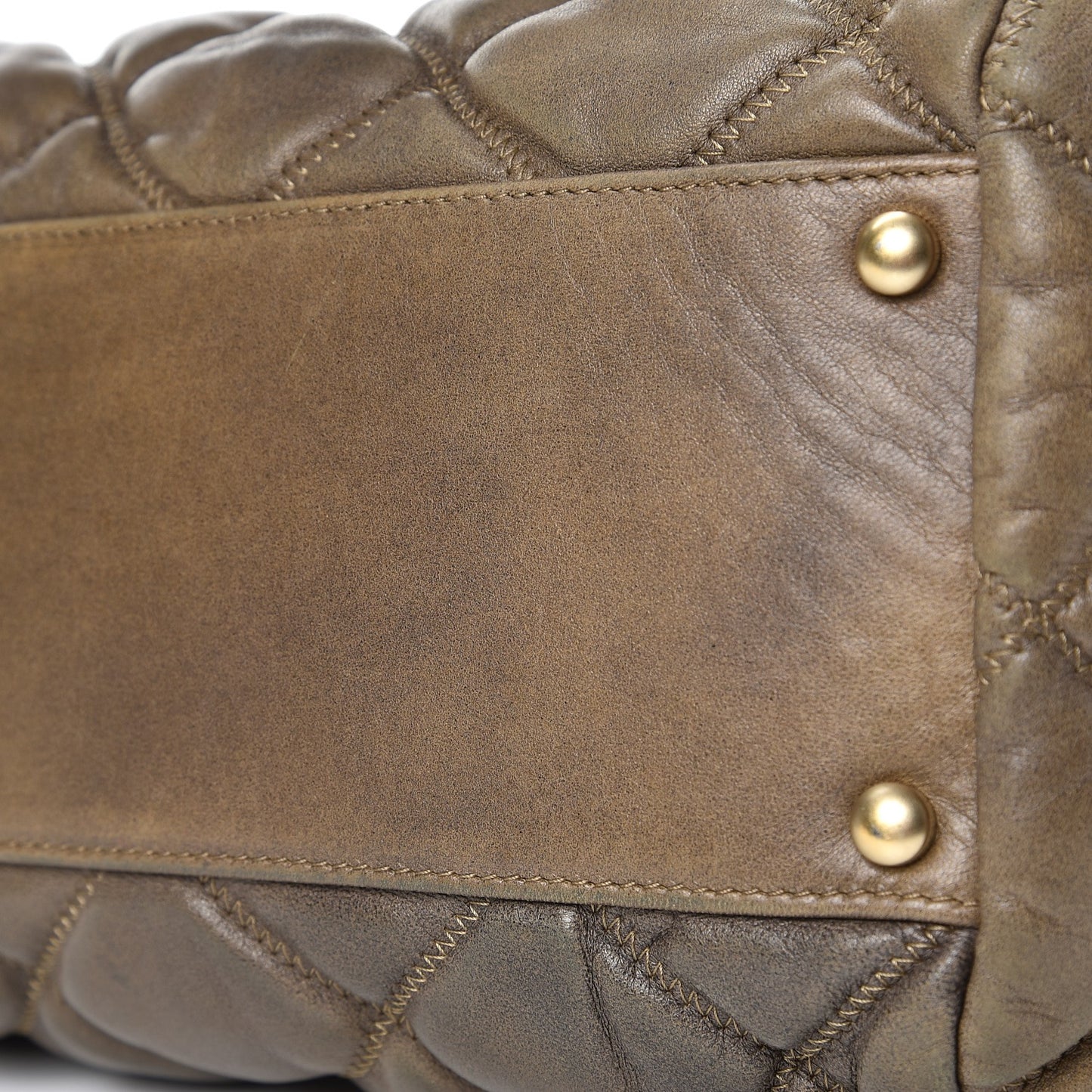 Lambskin Bubble Quilt Bowler Dark Beige