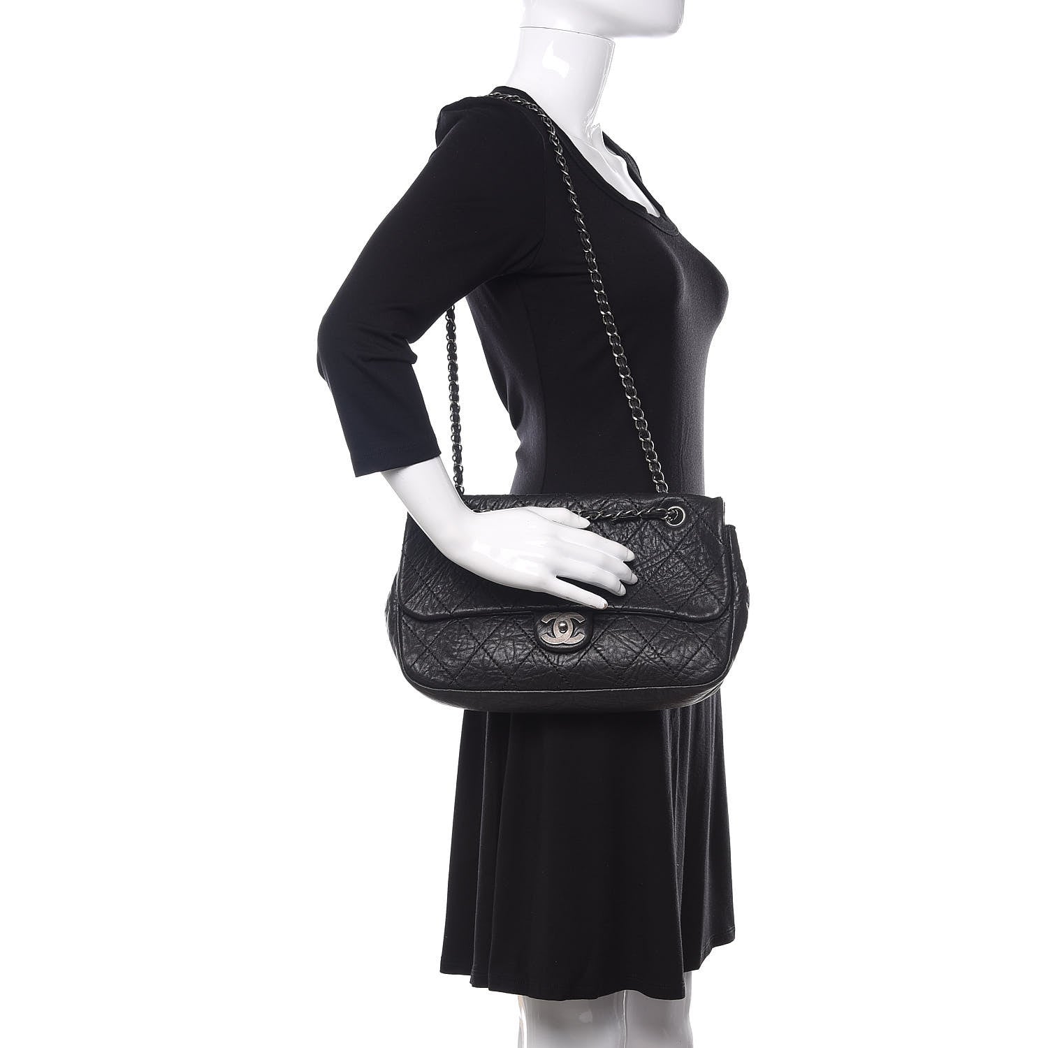 Chanel Distressed Lambskin Le Marais Ligne Flap Black 2 of 13