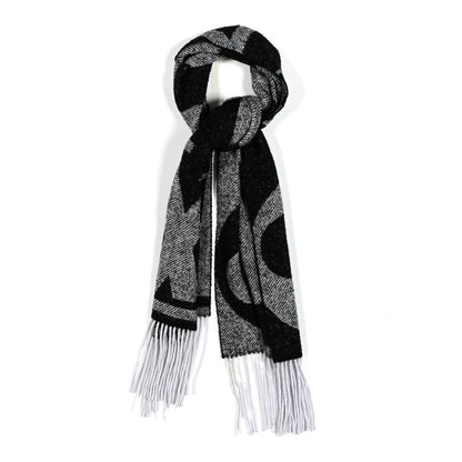 Louis Vuitton Wool Silk Monogram Snowy Kaleidoscope Scarf Black 1 of 4