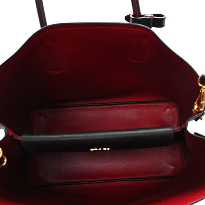 Prada Saffiano Cuir Large Double Bag Black Fuoco 5 of 11
