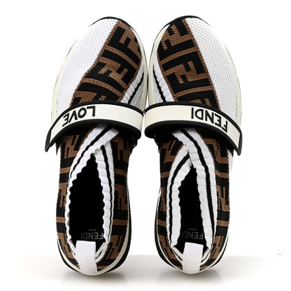 Fendi Stretch Yarn FF Stiff Band Rockoko Sneakers 36 Black White Tobacco 2 of 9