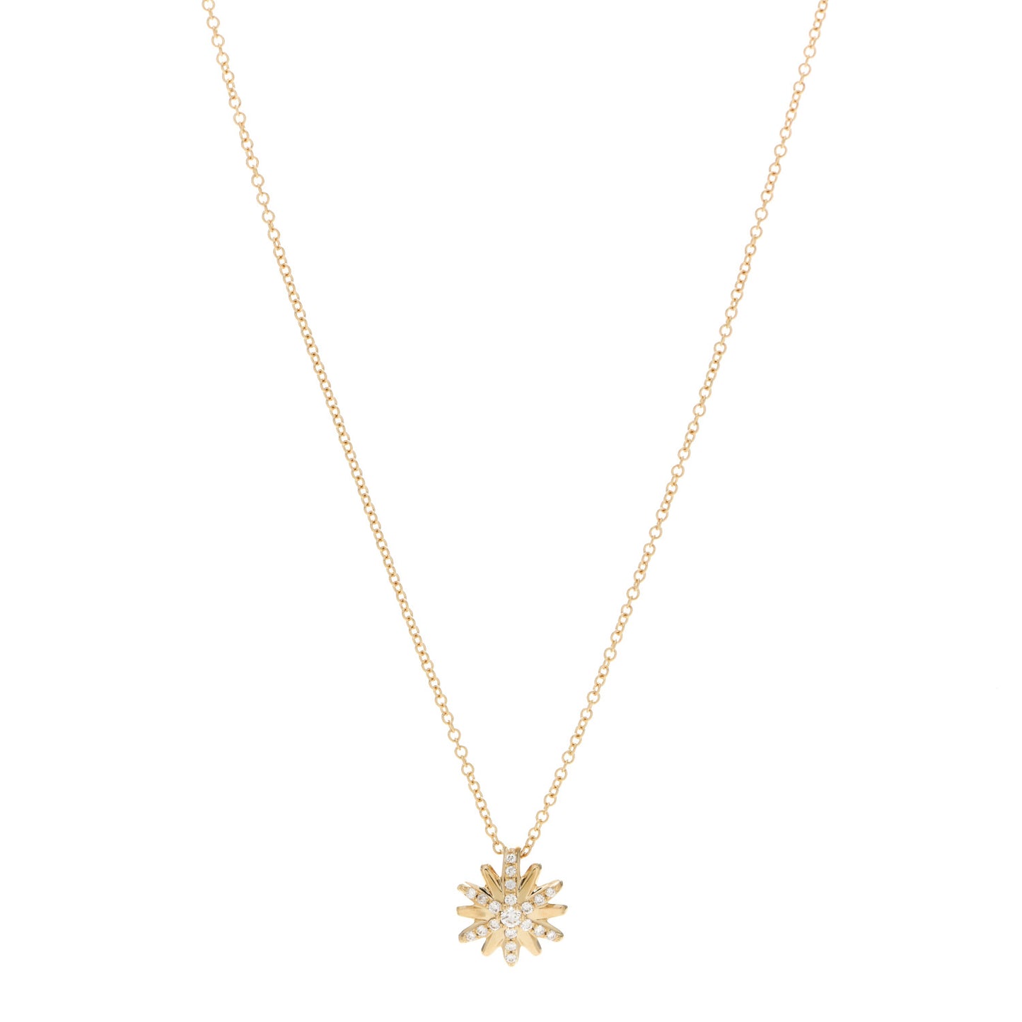 18K Yellow Gold Diamond Petite Starburst Pendant Necklace