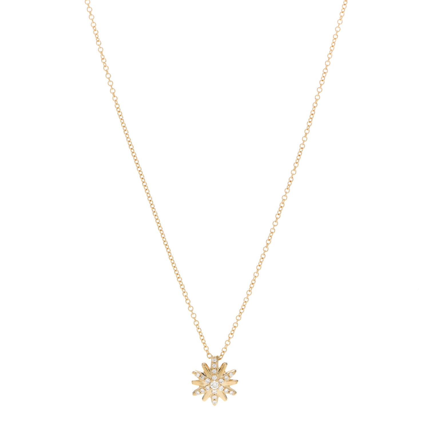 David Yurman 18K Yellow Gold Diamond Petite Starburst Pendant Necklace 1 of 5