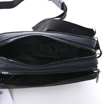 Christian Dior Grained Calfskin Double Zip Crossbody Pouch Blue 6 of 10