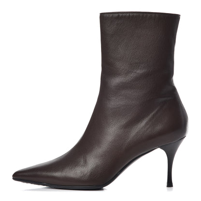 Gucci Grained Calfskin Pointed Toe Bootie 9 Brown 1 of 12
