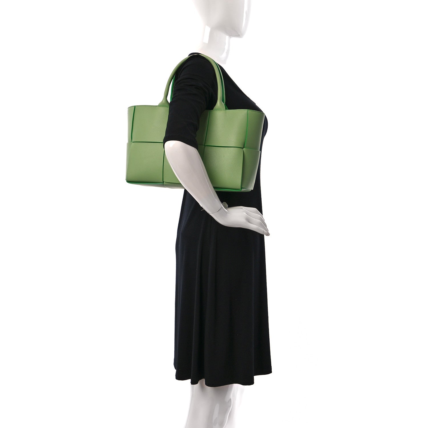 Bottega Veneta Grained Calfskin Intrecciato Small Arco Tote Pistachio Parakeet 2 of 9
