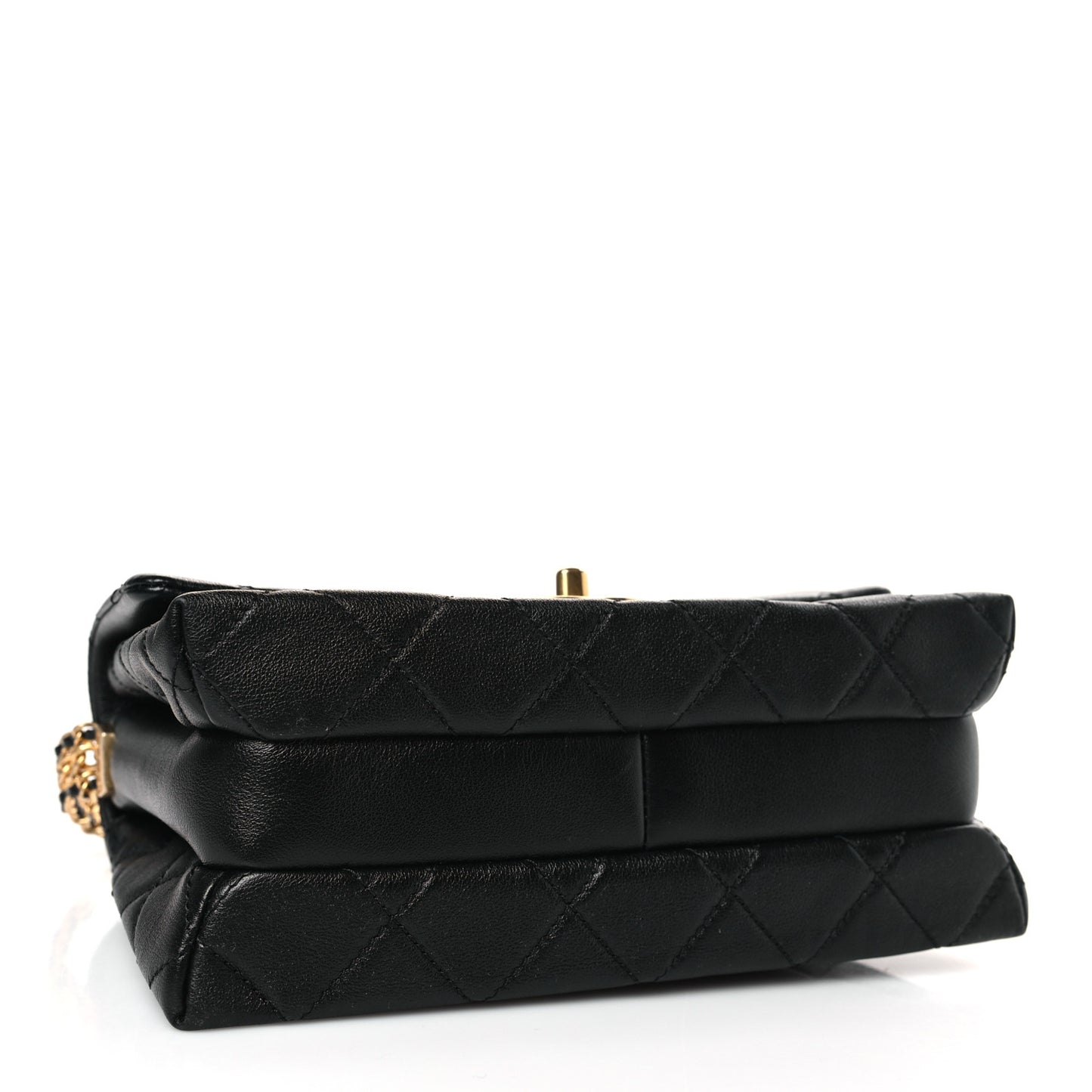 Calfskin Quilted Mini Chain Strap Flap Black