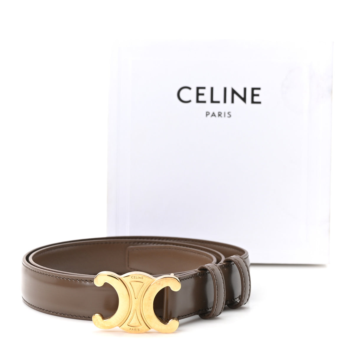 Celine Box Calfskin Small 18mm Triomphe Belt 85 34 Brown 7 of 7