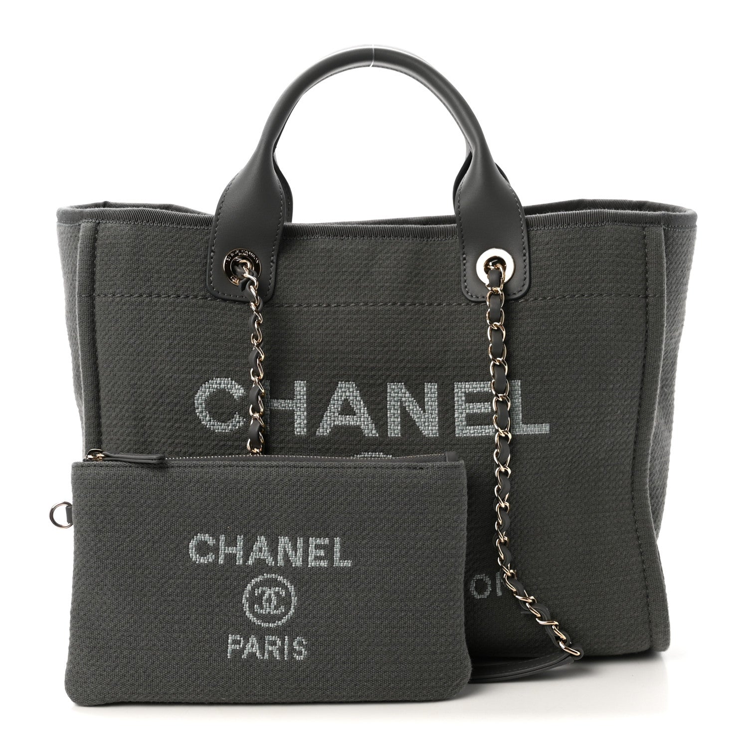 Chanel Mixed Fibers Small Deauville Tote Dark Grey 3 of 11
