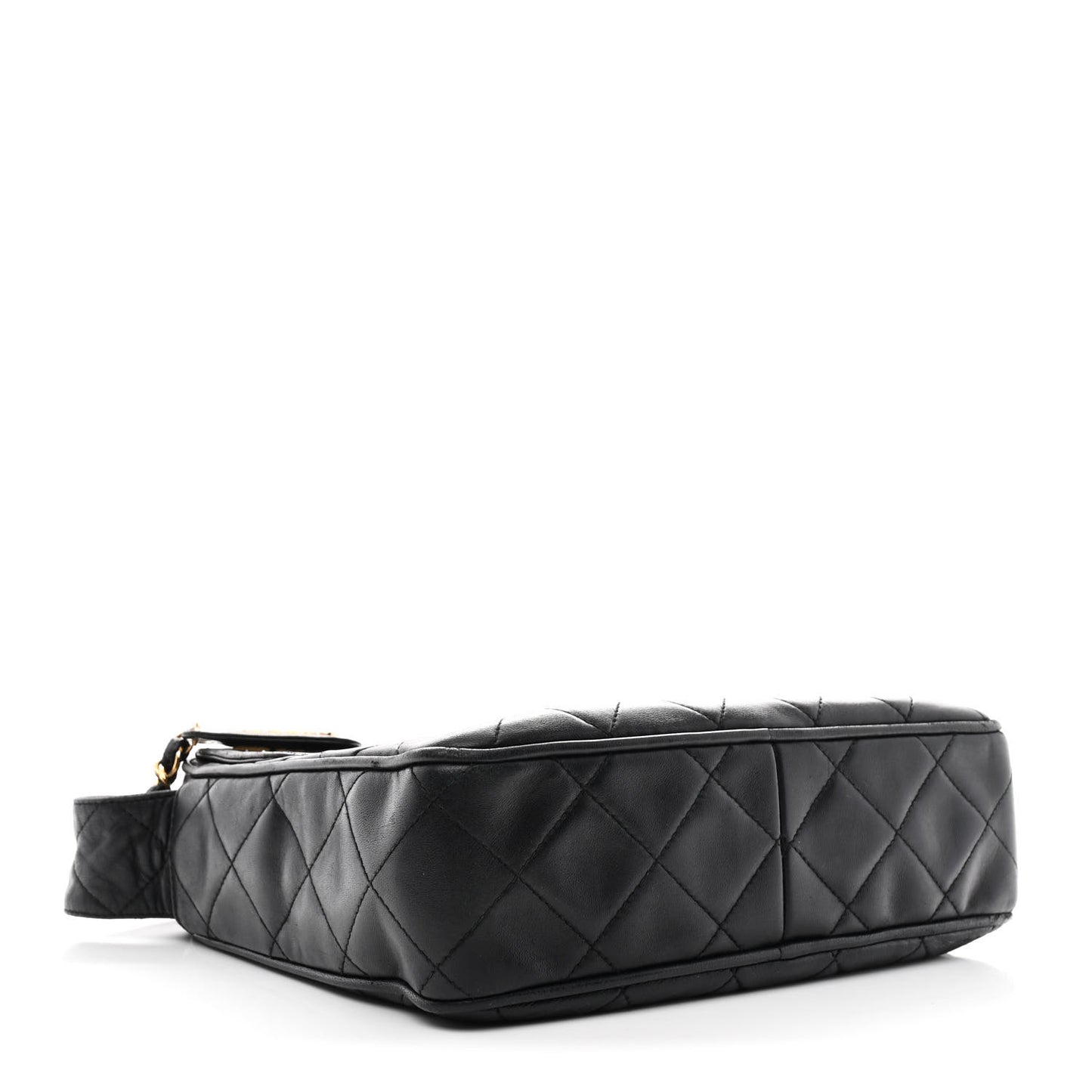 Lambskin Quilted Flap Shoulder Bag Black
