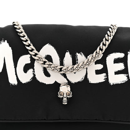 Alexander McQueen Nylon Graffiti Skull Small Crossbody Bag Black White 9 of 12
