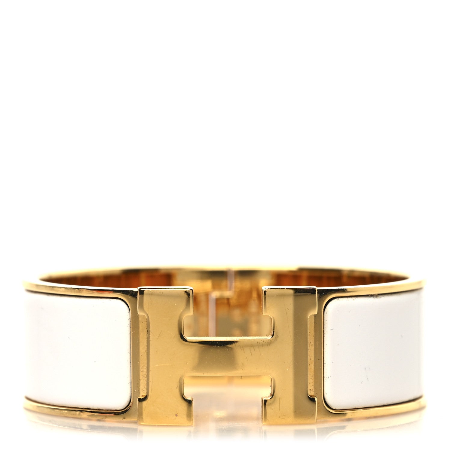 Hermes Enamel Wide Clic Clac H Bracelet GM White 1 of 5