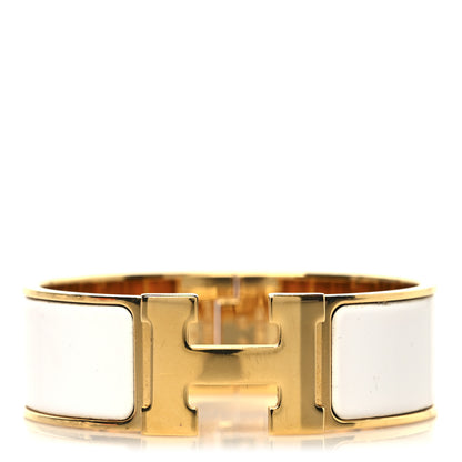 Hermes Enamel Wide Clic Clac H Bracelet GM White 1 of 5
