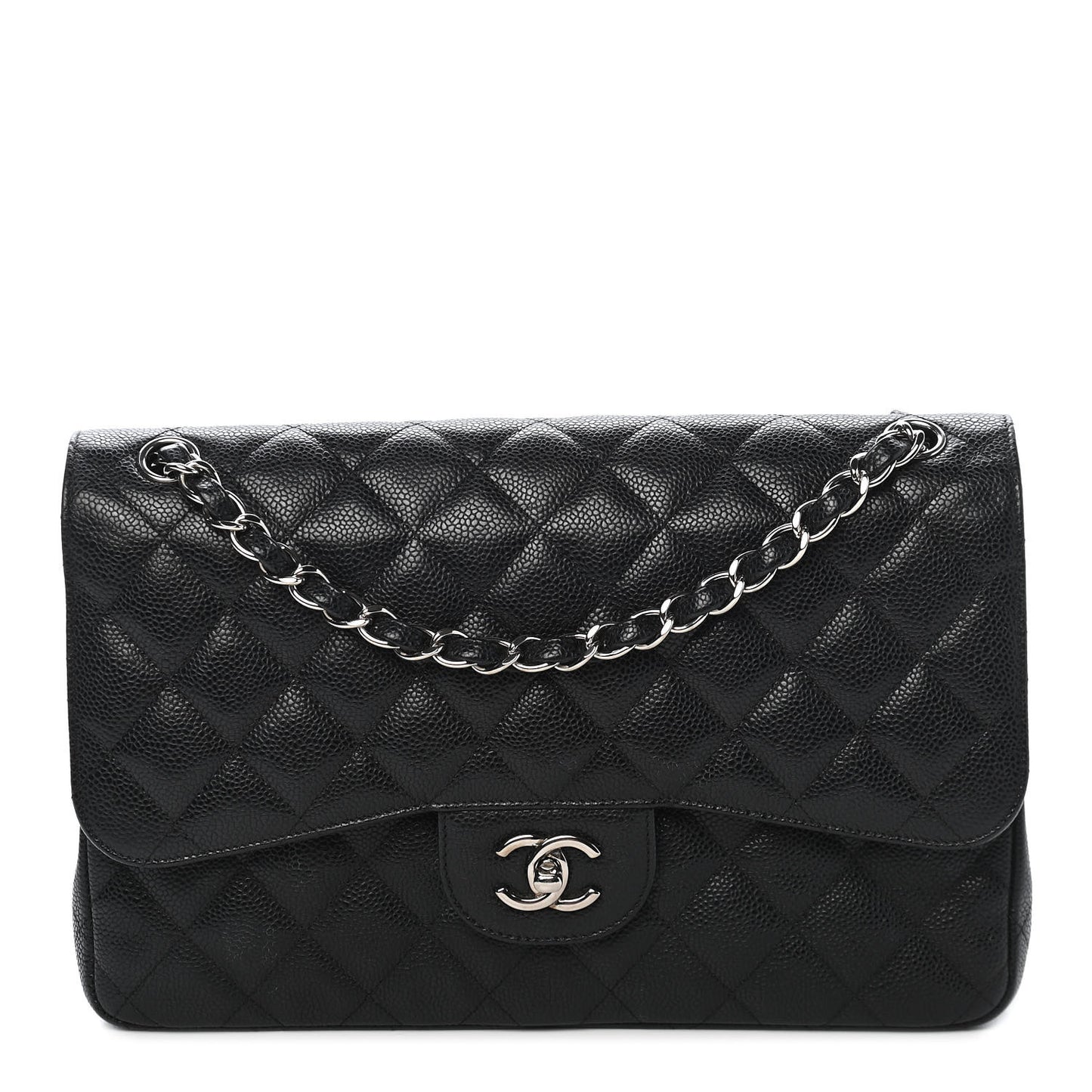 Caviar Quilted Jumbo Double Flap Black