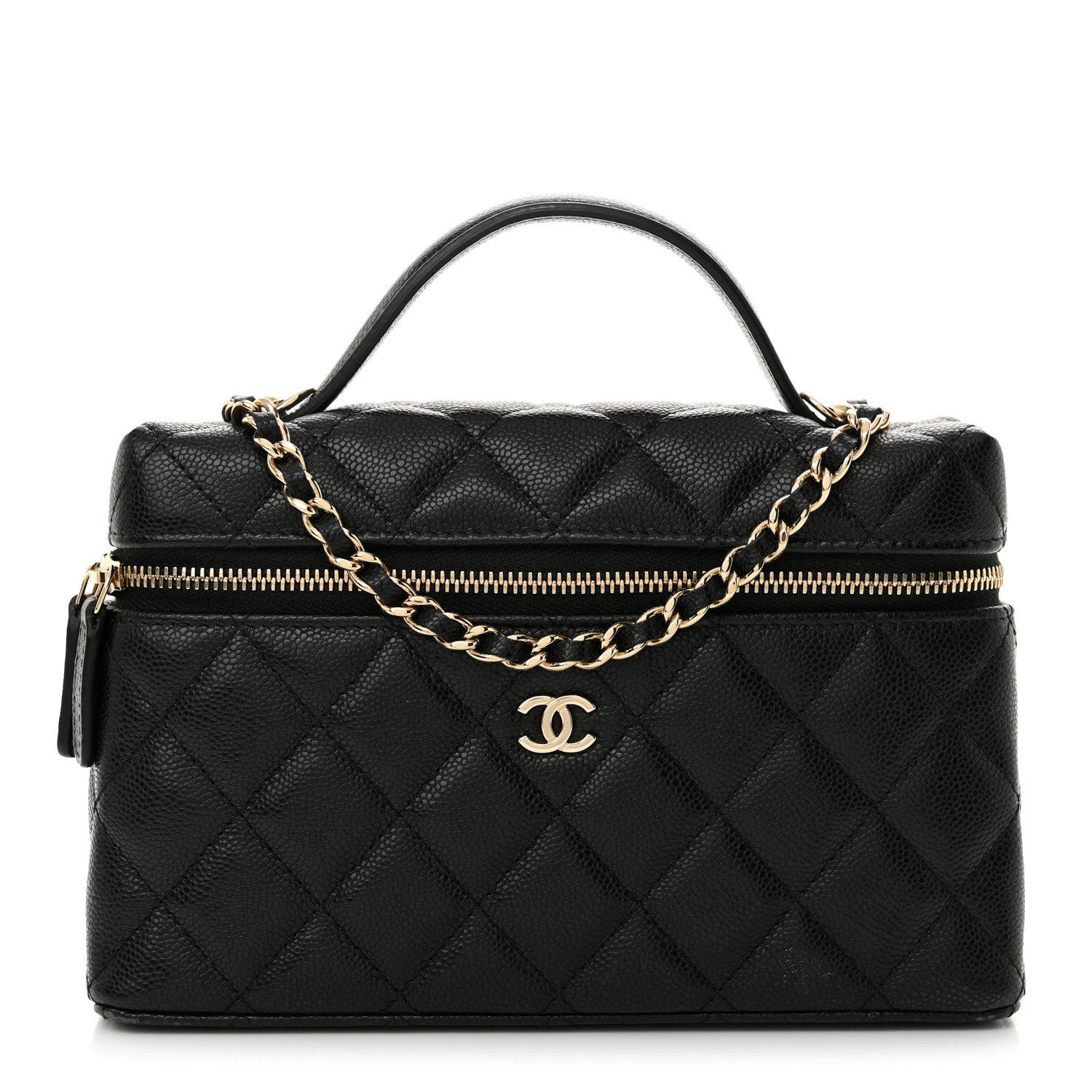 Chanel Caviar Quilted Top Handle Slim Vanity With Chain Black 1 of 12