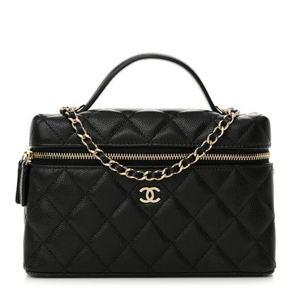 Chanel Caviar Quilted Top Handle Slim Vanity With Chain Black 1 of 12