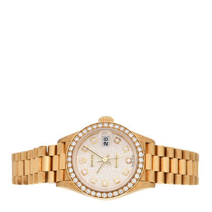 Rolex 18K Yellow Gold Diamond Bezel 26mm Datejust President Watch Silver Jubilee 79138 2 of 6