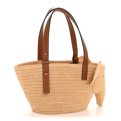 Loewe Raffia Small Elephant Basket Tote Bag Natural Tan 3 of 11