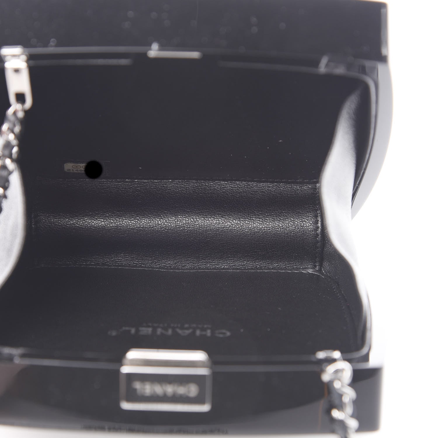 Chanel Plexiglass Compact Box Clutch Black Ivory 5 of 10