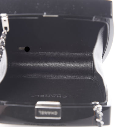 Chanel Plexiglass Compact Box Clutch Black Ivory 5 of 10