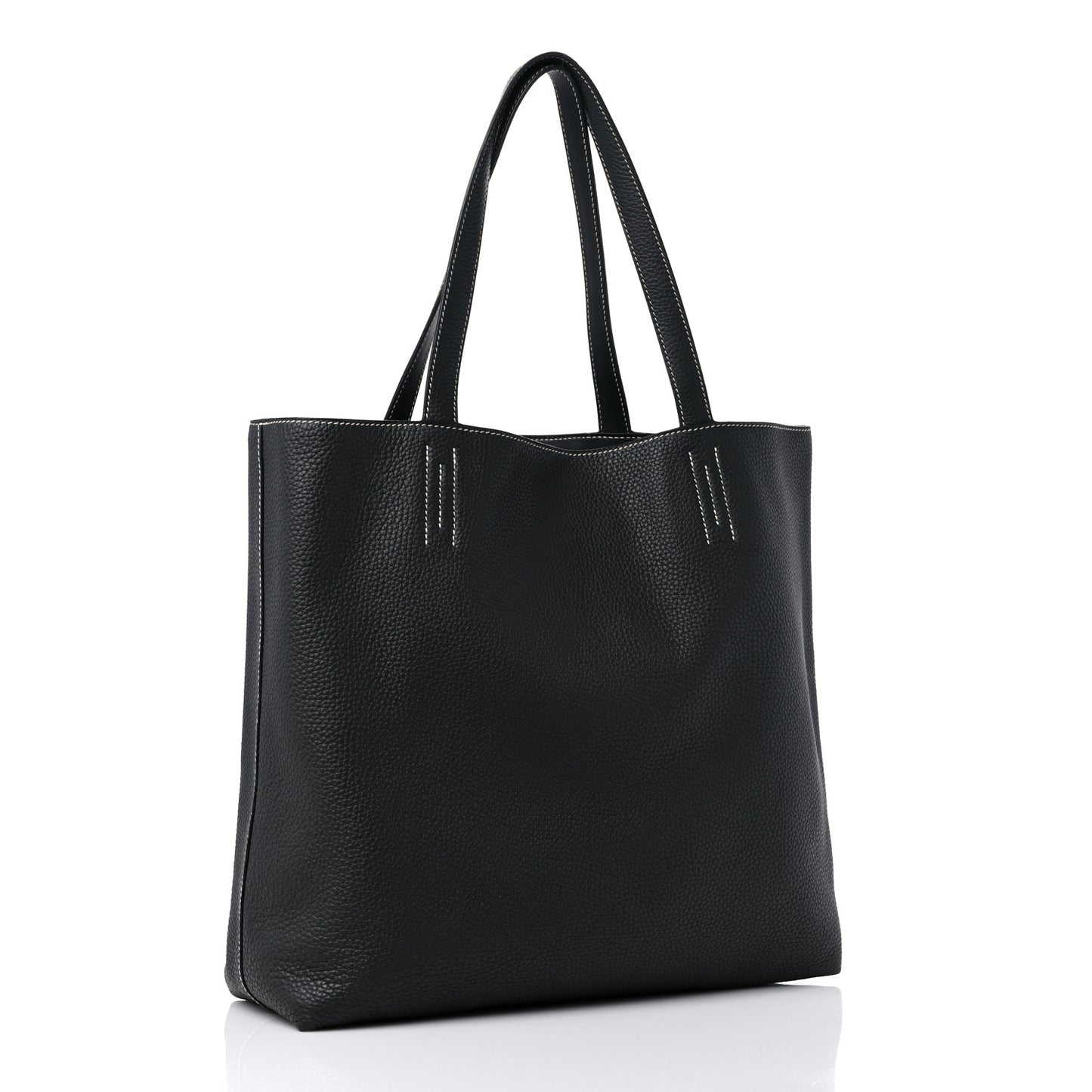 Veau Sikkim Taurillon Clemence Double Sens 36 Reversible Tote Black Graphite