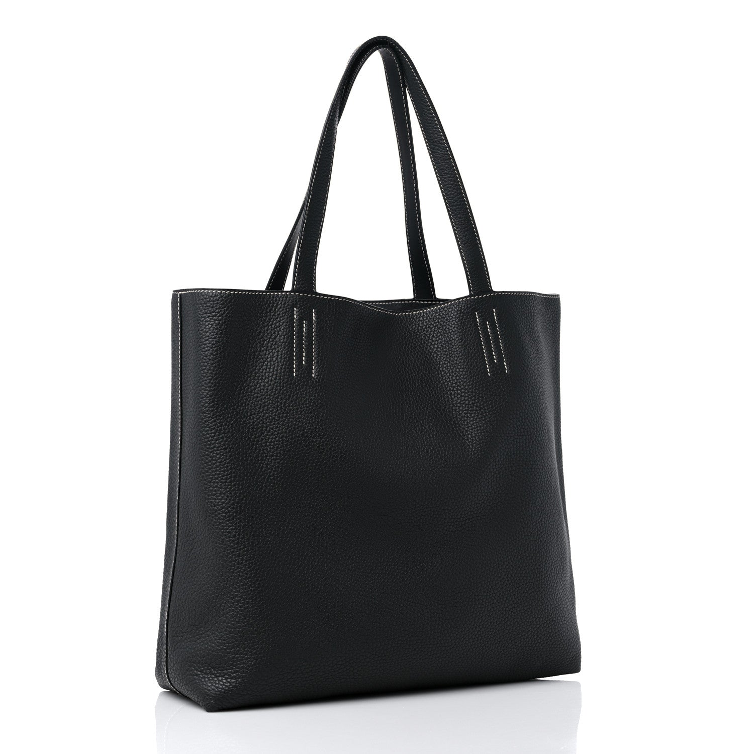 Hermes Veau Sikkim Taurillon Clemence Double Sens 36 Reversible Tote Black Graphite 11 of 14
