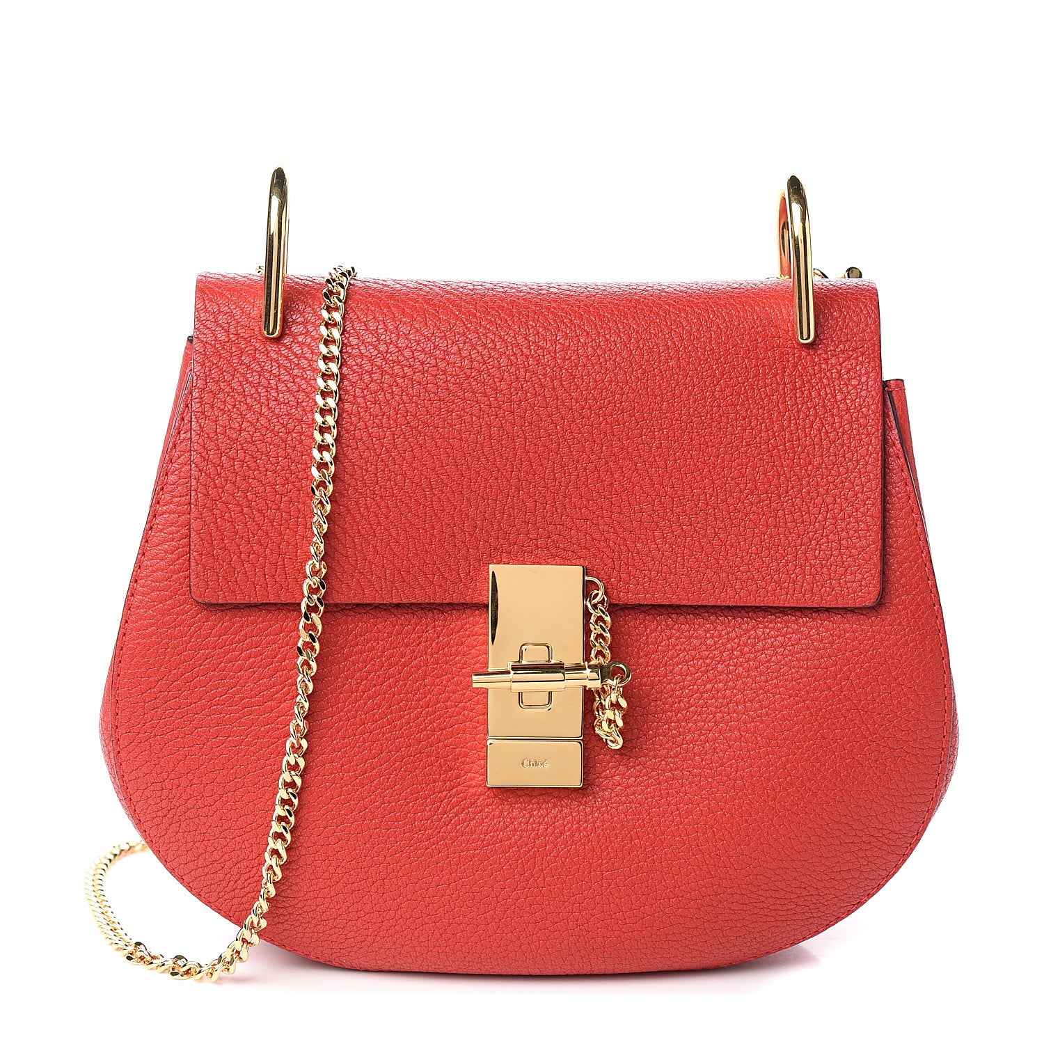Chloe Grained Lambskin Drew Shoulder Bag Plaid Red 1 of 8