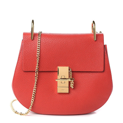 Chloe Grained Lambskin Drew Shoulder Bag Plaid Red 1 of 8