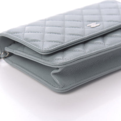 Chanel Caviar Quilted Wallet On Chain WOC Light Blue 6 of 12