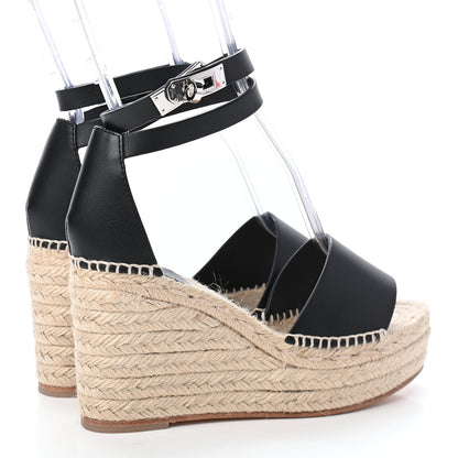 Hermes Calfskin Tipoli Espadrille Wedges 36 Black 4 of 8