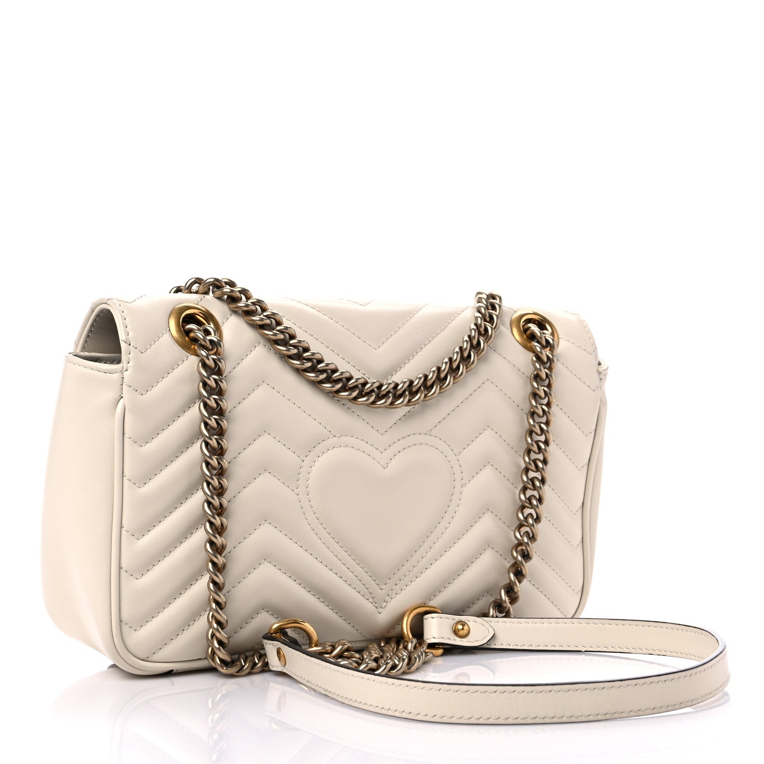 Gucci Calfskin Matelasse Small GG Marmont Shoulder Bag White 3 of 10