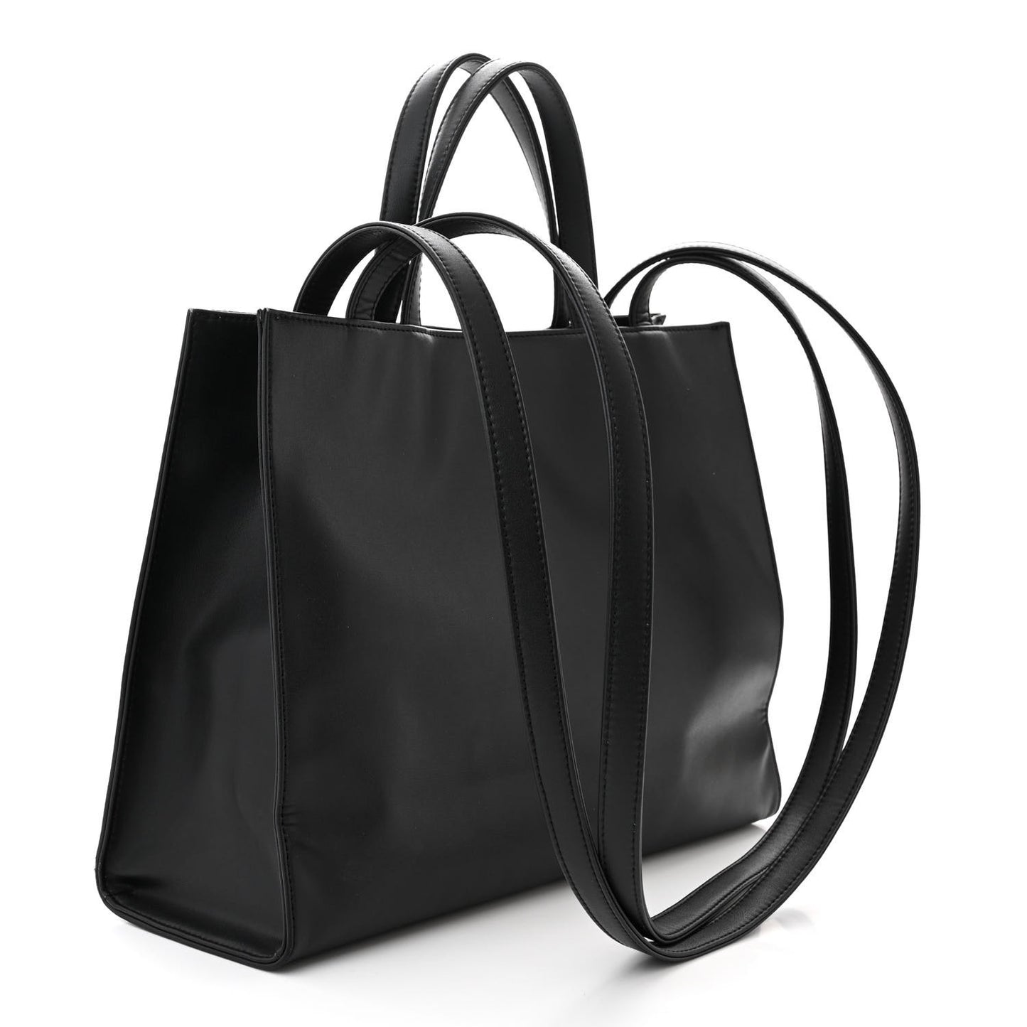 Vegan Leather Medium Shopping Bag Black