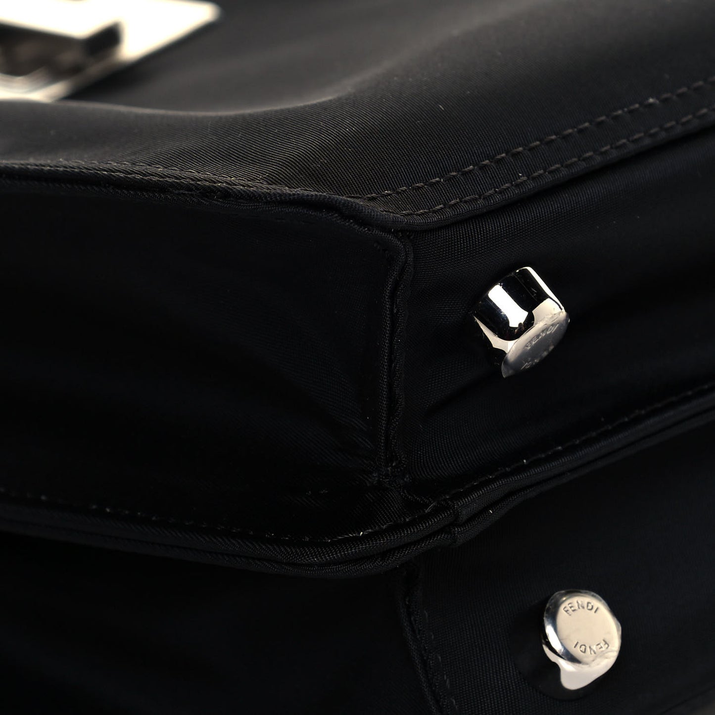 Nylon Vitello Cover Logo Embossed Mini Peekaboo I SEE U Satchel Black White
