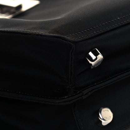 Fendi Nylon Vitello Cover Logo Embossed Mini Peekaboo I SEE U Satchel Black White 10 of 11