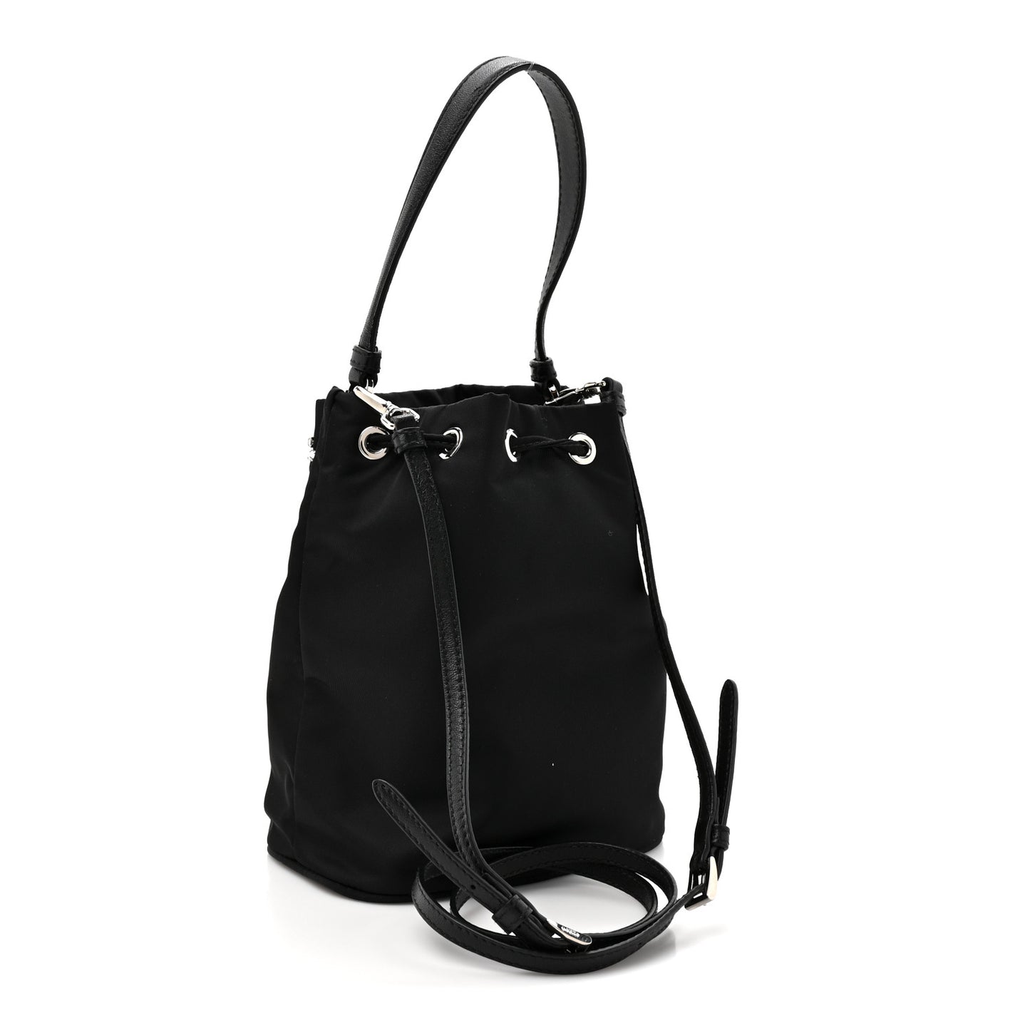 Tessuto Saffiano Ricamo Sequin Crystal Embellished Mini Re-Edition 1978 Bucket Bag Black