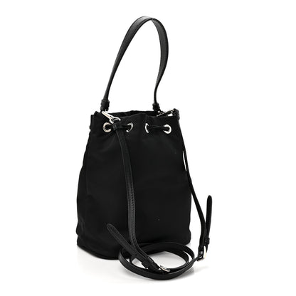 Prada Tessuto Saffiano Ricamo Sequin Crystal Embellished Mini Re-Edition 1978 Bucket Bag Black 3 of 9