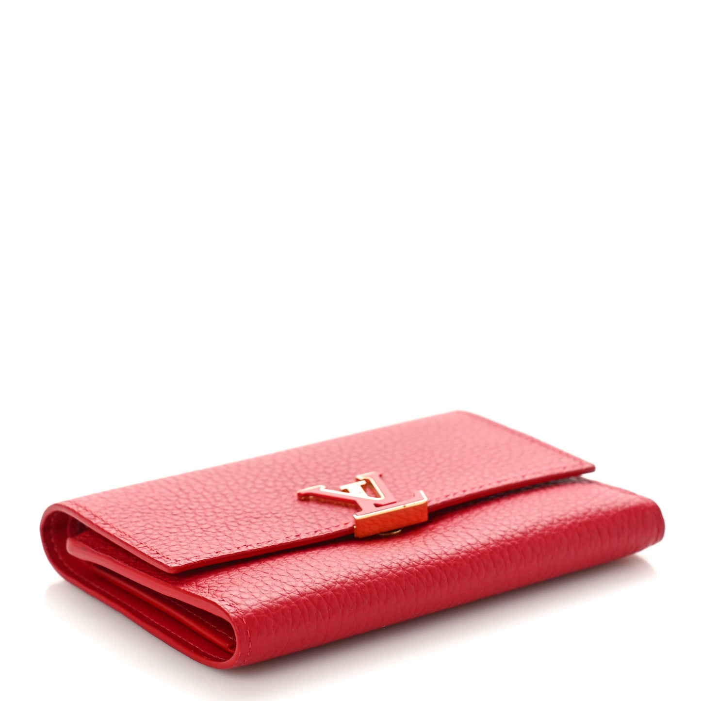 Taurillon Capucines Compact Wallet Rubis