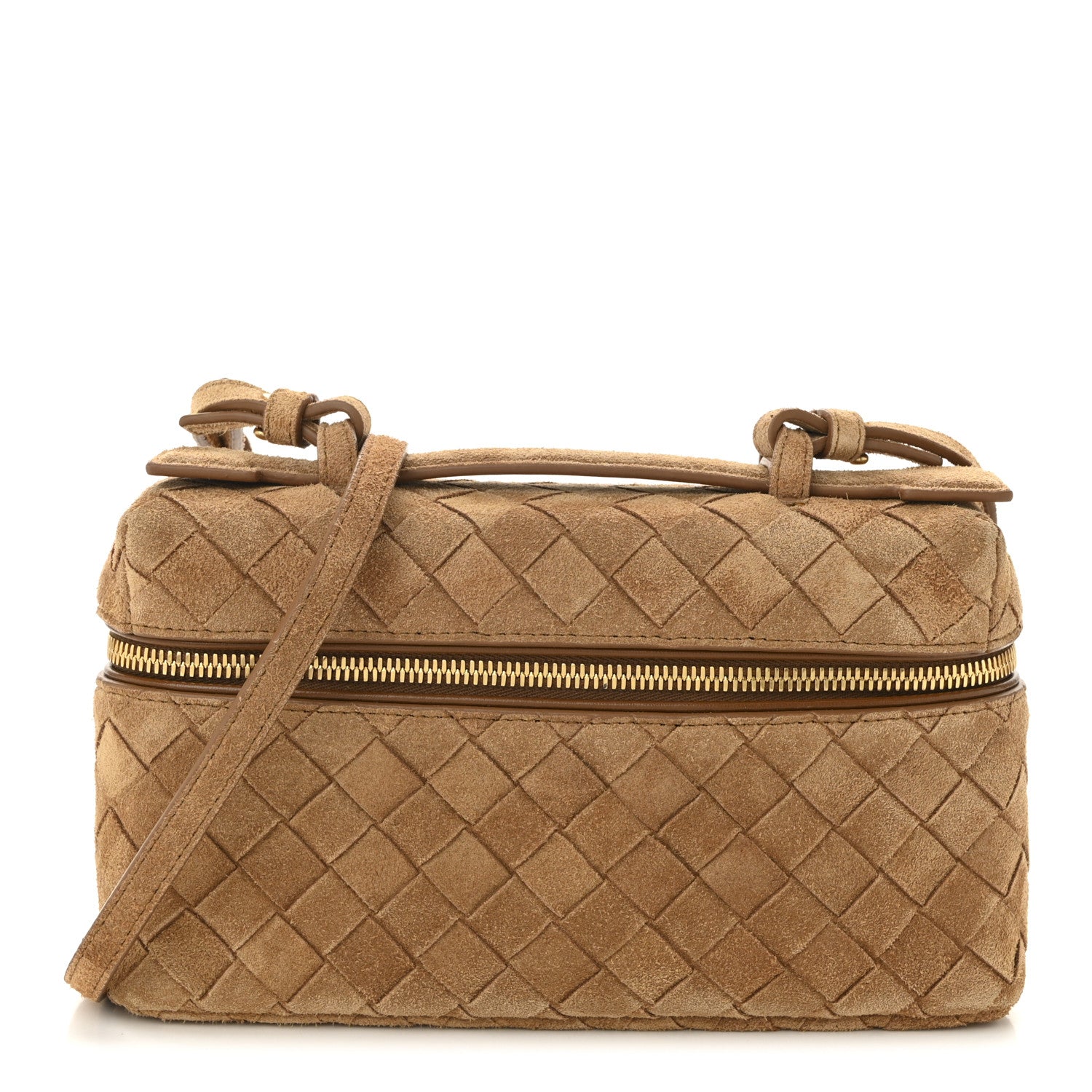 Bottega Veneta Suede Intrecciato Bang Bang Vanity Case Amber 1 of 10