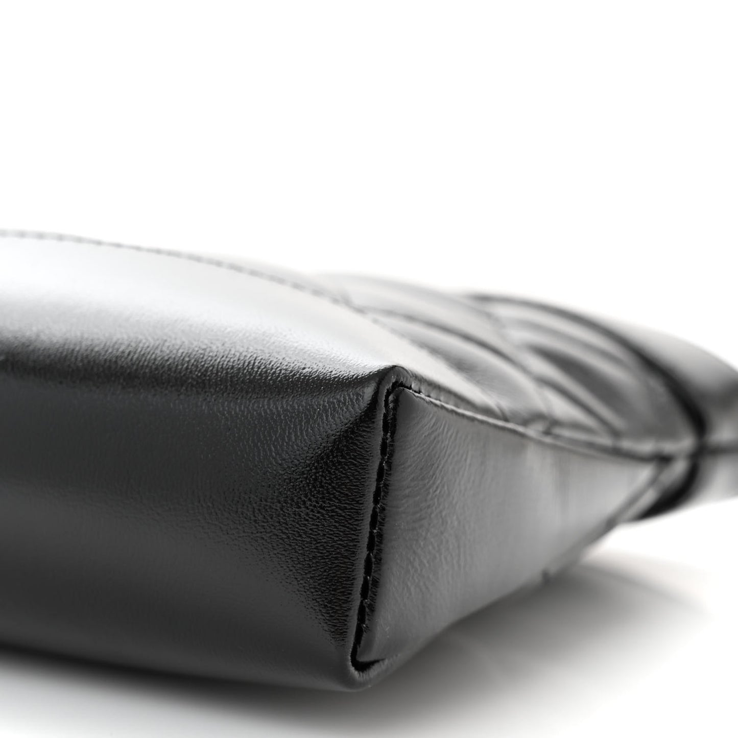 Shiny Crumpled Calfskin Quilted Nano 31 Shopping Bag Black