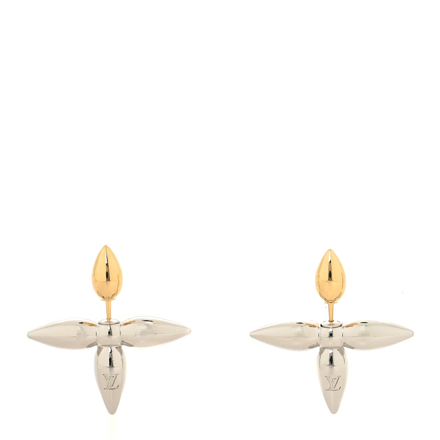 Louis Vuitton Metal Louisette Earrings Silver Gold 1 of 3