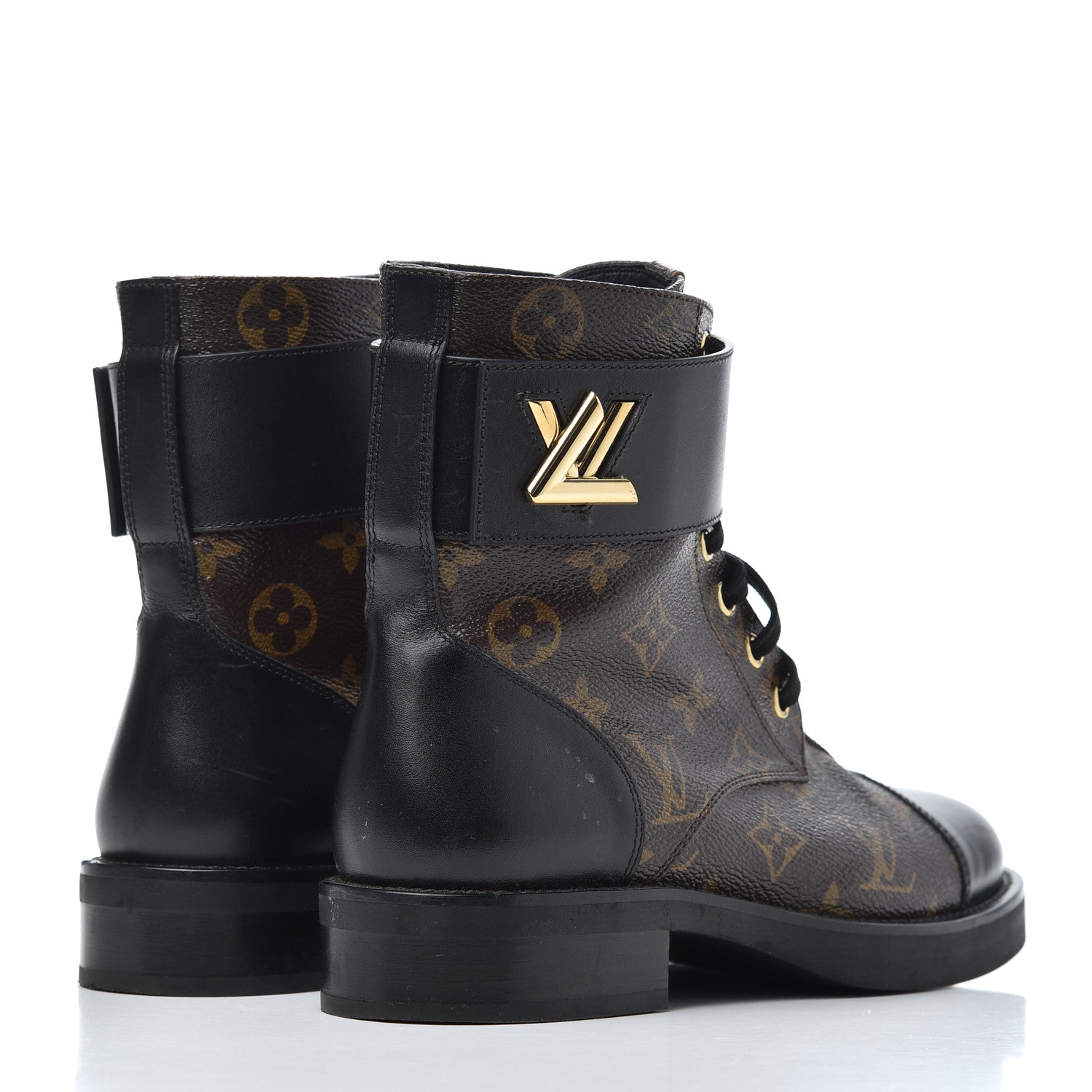 Louis Vuitton Monogram Calfskin Wonderland Flat Ranger Boots 36 Black 4 of 22