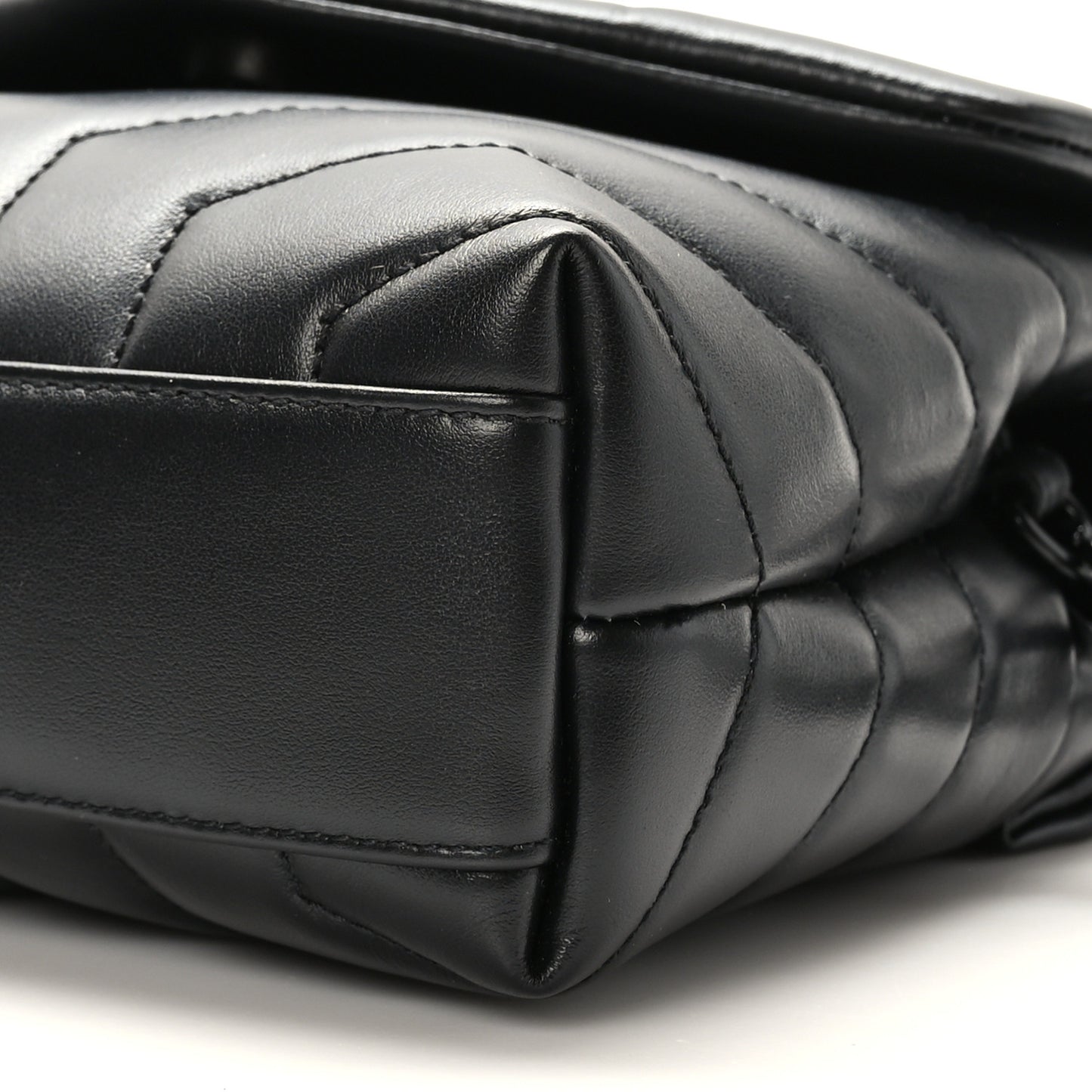 Calfskin Y Quilted Monogram Monochrome Toy Loulou Crossbody Bag Black