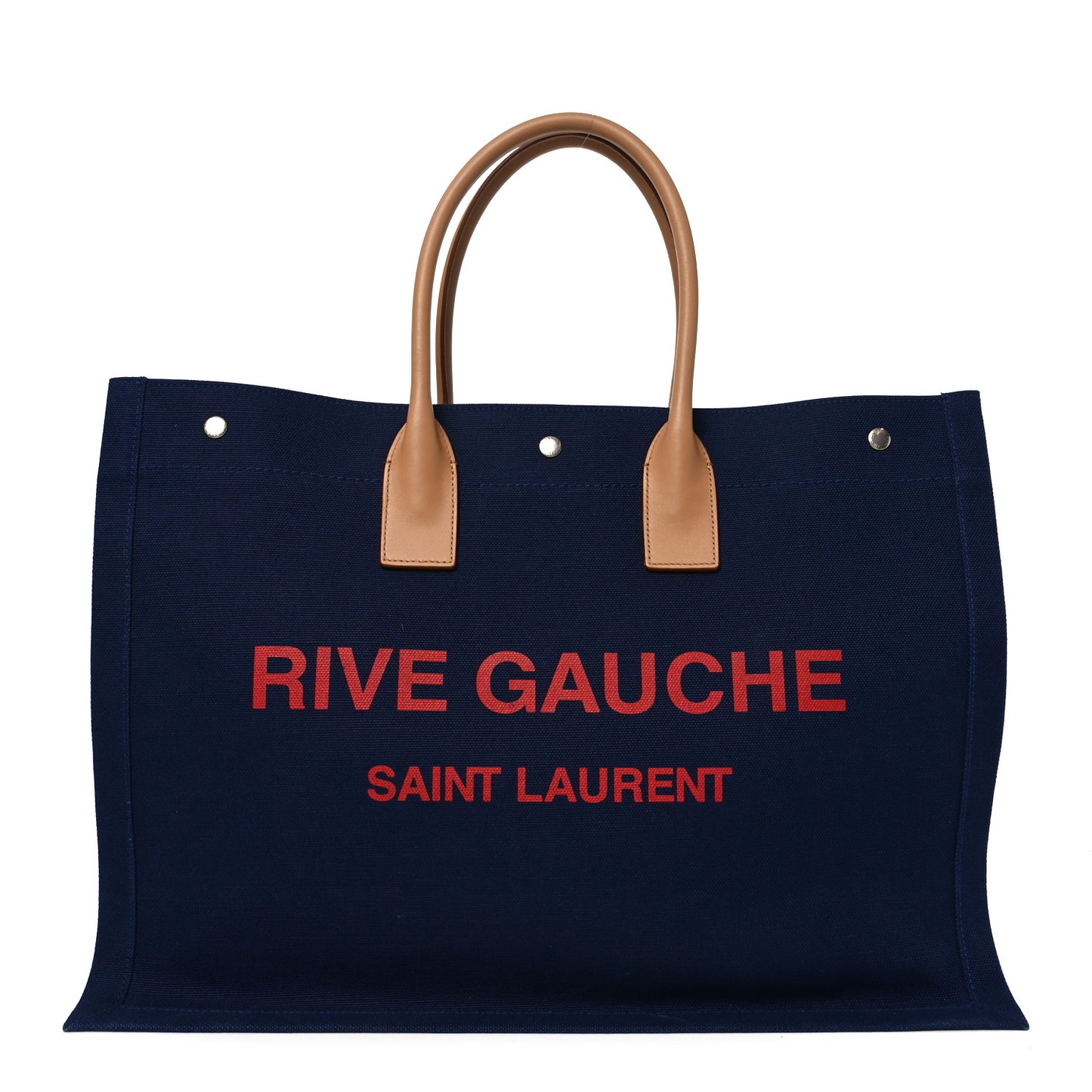 Linen Calfskin Rive Gauche Tote Blue Rouge Eros