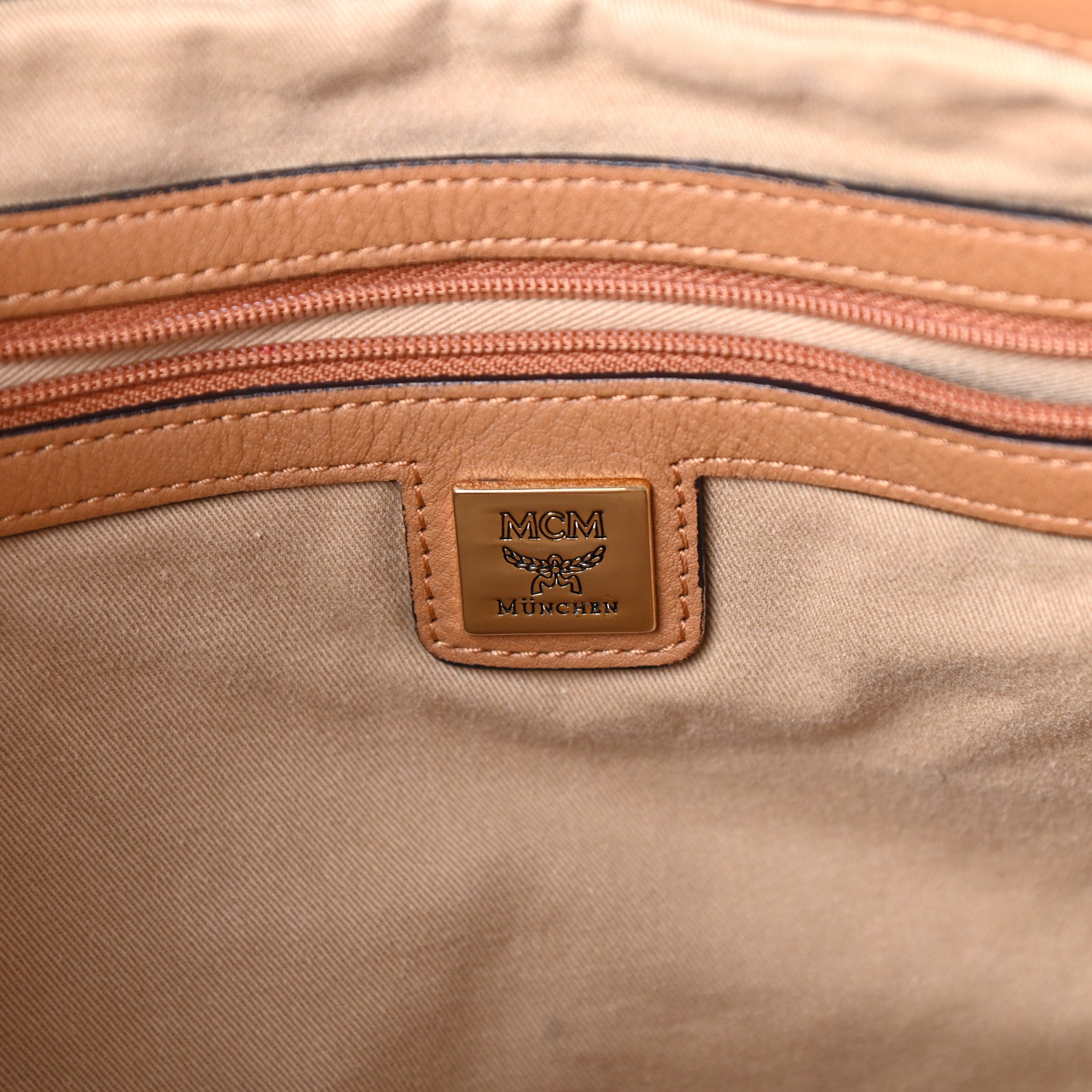 MCM Visetos Medium Essentials Shopper Tote Cognac 6 of 9