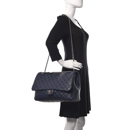 Chanel Calfskin Quilted Small XXL Travel Flap Bag Navy 2 of 9