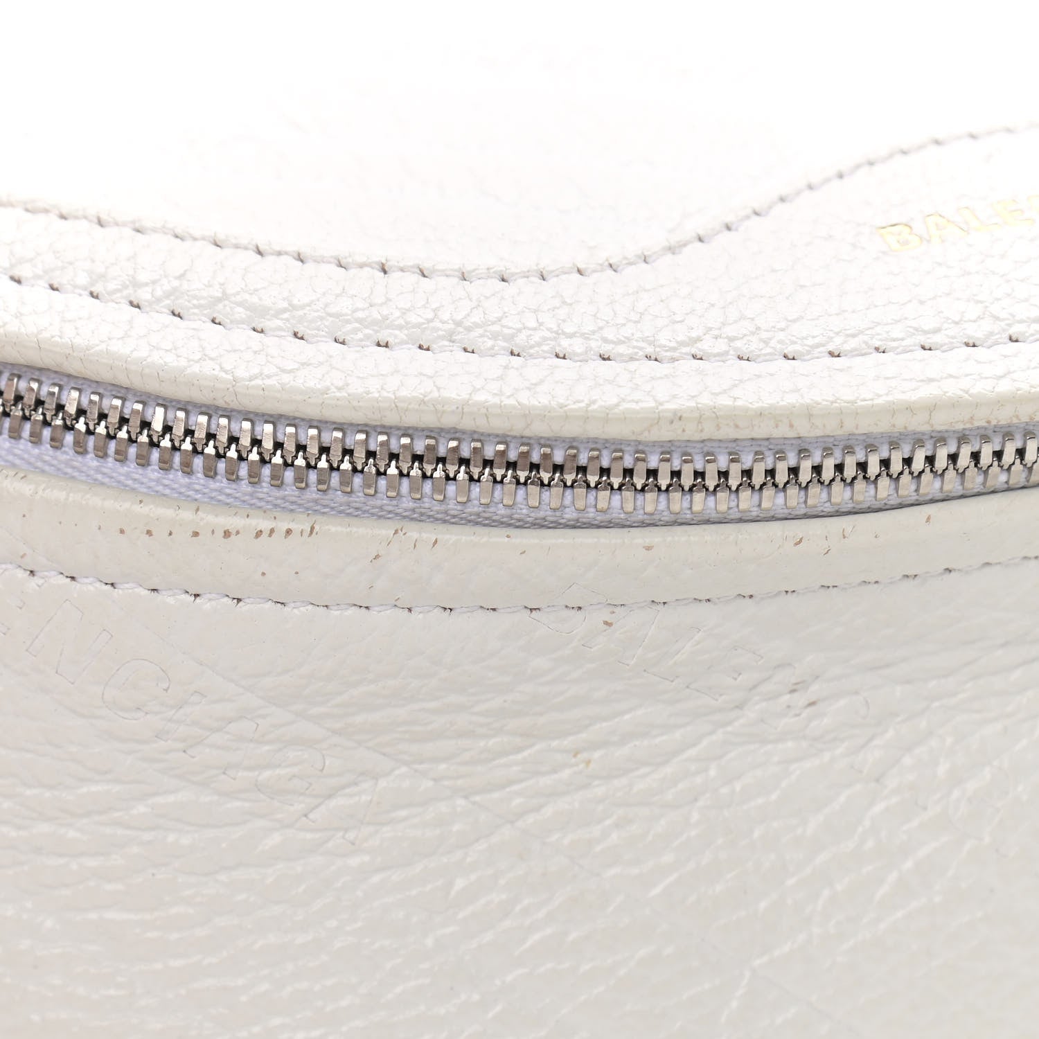 Balenciaga Shiny Goatskin Allover Logo Embossed XXS Souvenir Belt Bag White 11 of 18