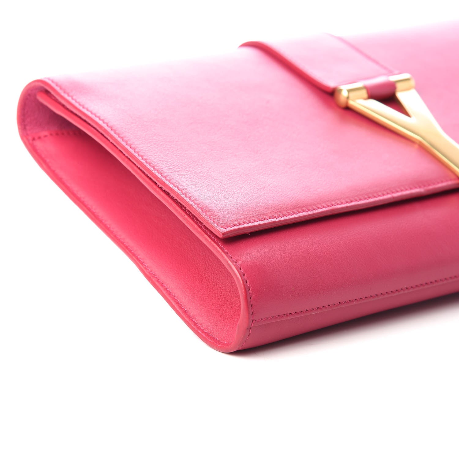 Saint Laurent Calfskin Classic Y Ligne Clutch Fuchsia 8 of 9