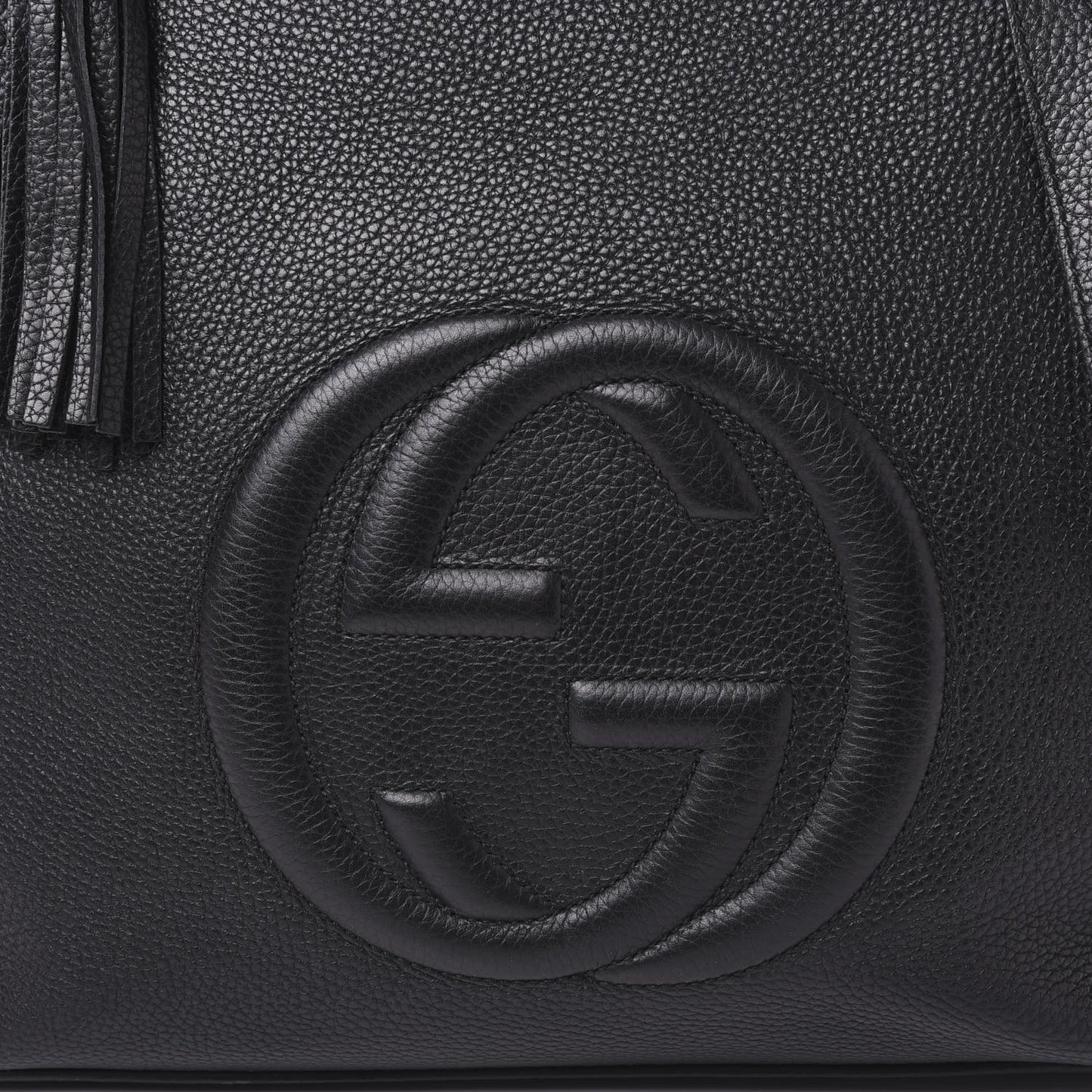 Pebbled Calfskin Large Soho Hobo Black