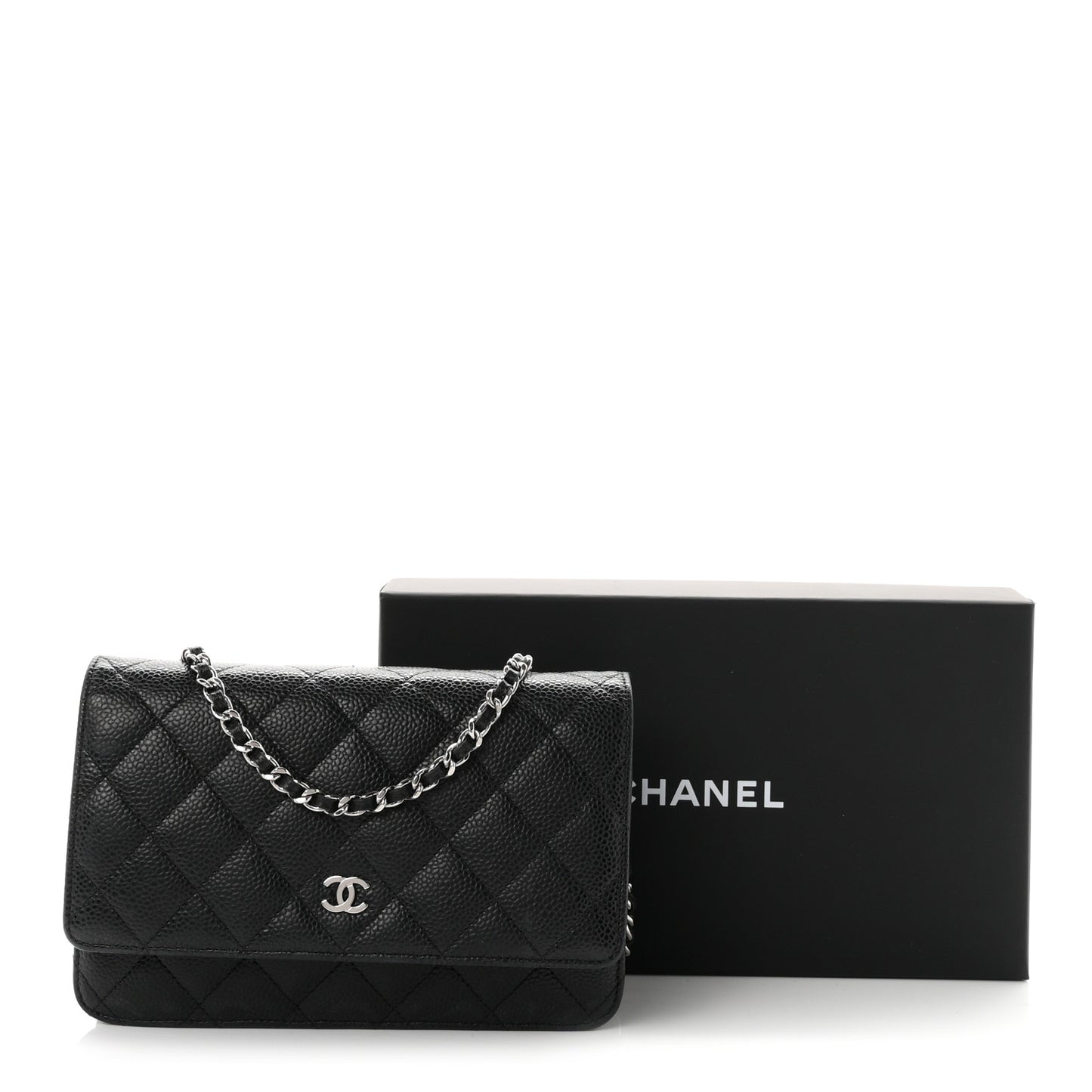 Caviar Quilted Wallet On Chain WOC Black