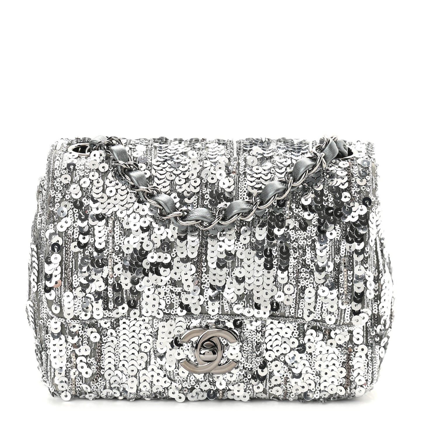 Sequin Mini Square Flap Silver